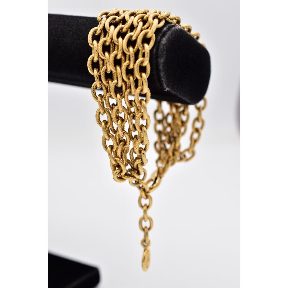 Givenchy Vintage Multi-Chain Bracelet Gold Textured Link Signed 1980s Bin2 - Picture 5 of 12